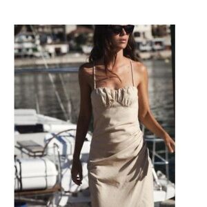 Zara Corset Midi Dress in Sand XS NWOT